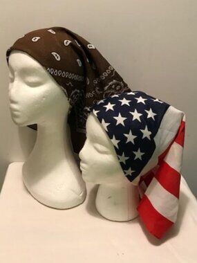 Brown & American Flag 2 Pack Bandana 100% Cotton Paisley Print One-Sided Scarf